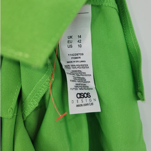 ASOS Design Bright Green Sleeveless Fitted Dress Size 10 (UK 14 / EU 42) - Picture 8 of 11